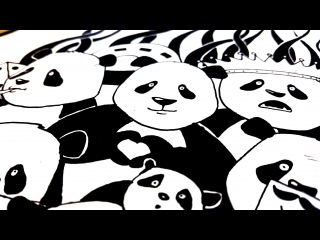 Рисунки карандашом и лайнером. Техно панды. Techno pandas by Pencilmania