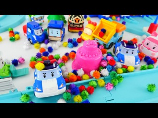 Arabalar - Robocar Poli ve Doğum günü partisi. Çocuk videoları ve oyunları