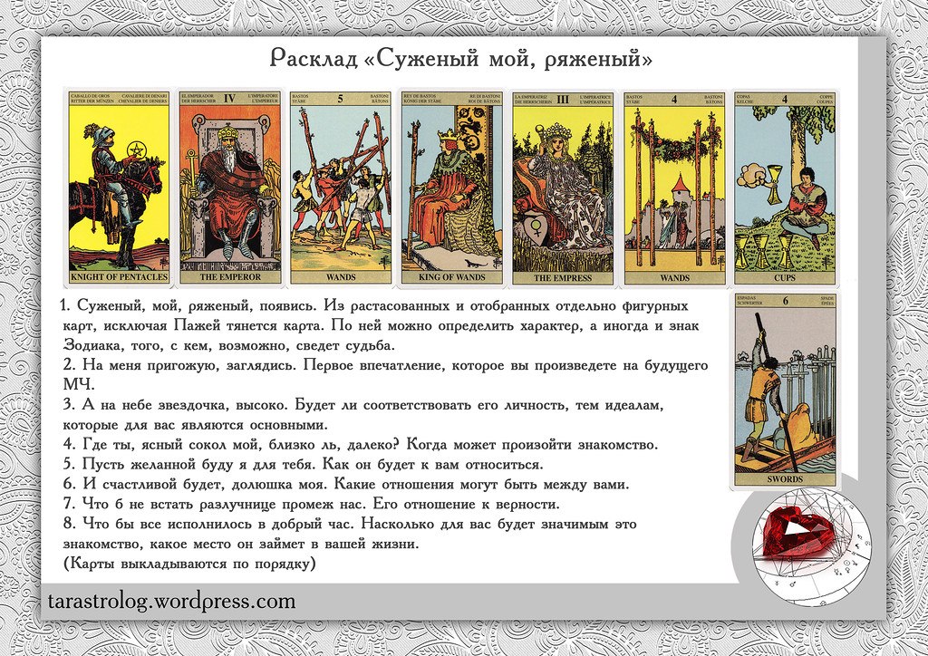 Расклад на суженого таро схемы