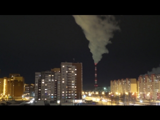 Зима в городе. Мороз. Ночная улица. Тюмень. Бесплатный Видео футаж HD