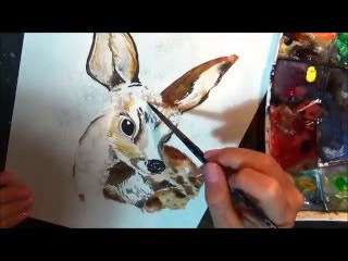 Speed Painting - ilustração com aquarela (watercolour) - Baby Deer