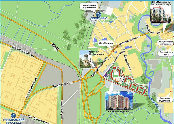 Карта девяткино и мурино