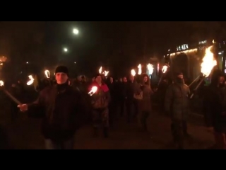 Славянск.1 января,2017.Факельное шествие в честь С.Бандеры