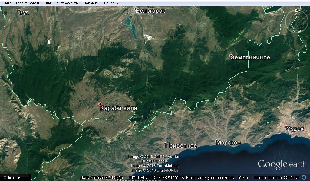 Долгоруковская яйла крым карта