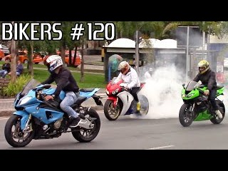 BIKERS #120 - Motorcycle Wheelies, Burnouts, Accelerations & LOUD Exhausts!
