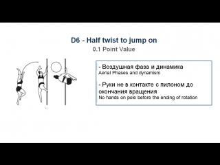 D6 - HALF TWIST TO JUMP ON - (0.1) - CODE OF POINTS (POSA-Pole Sports & World Arts Federation)