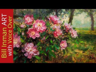 How to Paint a Beautiful Peony Painting by Bill Inman - Fast Motion w Instruction