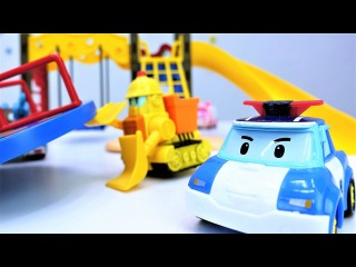 Video for kids with #ToysForBoys. #ToyStory: Robocar Poli Team repairs playground. Kids games