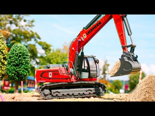 JCB Excavator w Crane & Red JCB Bulldozer Trucks Children Video Cars & Trucks cartoon for Kids