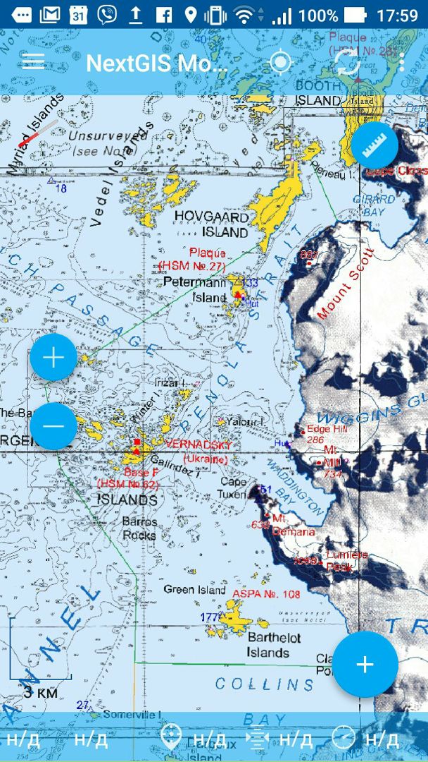 Antarctik in NextGIS Mobile map