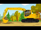 The Yellow Excavator in the World of Cars | Construction Trucks Video | Diggers Cartoon for children