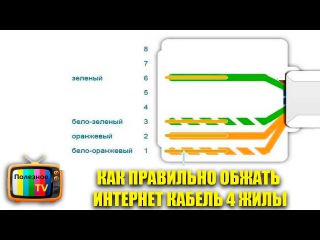 КАК ПРАВИЛЬНО ОБЖАТЬ ИНТЕРНЕТ КАБЕЛЬ 4 ЖИЛЫ ВИТАЯ ПАРА
