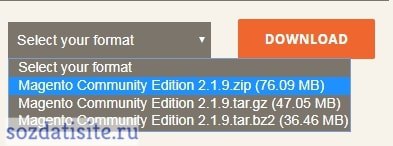 Выбираем формат архива Форматы архивов для скачивания magento 2