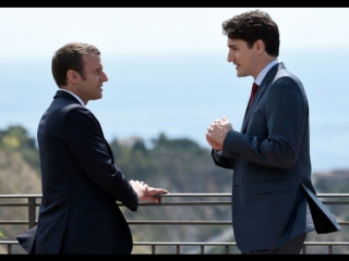 Together at last! New French president Emmanuel Macron and Canadian PM Justin Trudeau. Премьер-министр Канады и президент Франци