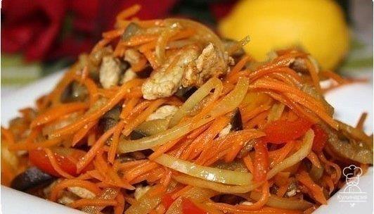 Салат из баклажанов с мясом и болгарским перцем