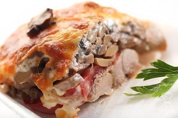 МЯСО ПО-КУПЕЧЕСКИ С ГРИБАМИ 