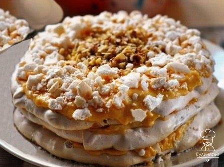 ОРЕХОВЫЙ ТОРТ БЕЗЕ С ЗАВАРНЫМ КРЕМОМ