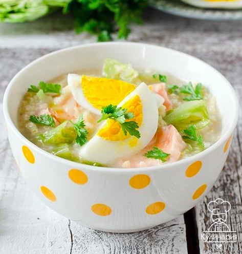 Рыбный суп с пшеном и свежей капустой
