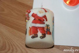 Новорічний декупаж свічки