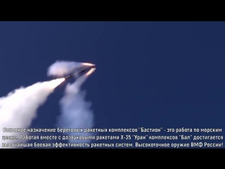 Береговой ракетный комплекс Бастион оснащен сверхзвуковыми ракетами Оникс.