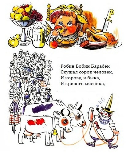 Робин бобин барабек стихотворение читать полностью с картинками бесплатно на русском языке