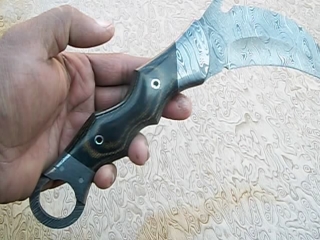 WLAPLOOK CUSTOM HAND MADE DAMASCUS STEEL KARAMBIT KNIFE