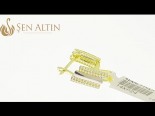 14 AYAR ALTIN ASİMETRİK TAŞLI ÇİFT RENK KÜPE