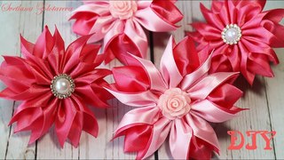 Простые цветы из ленты? Канзаши ?DIY? Svetlana Zolotareva