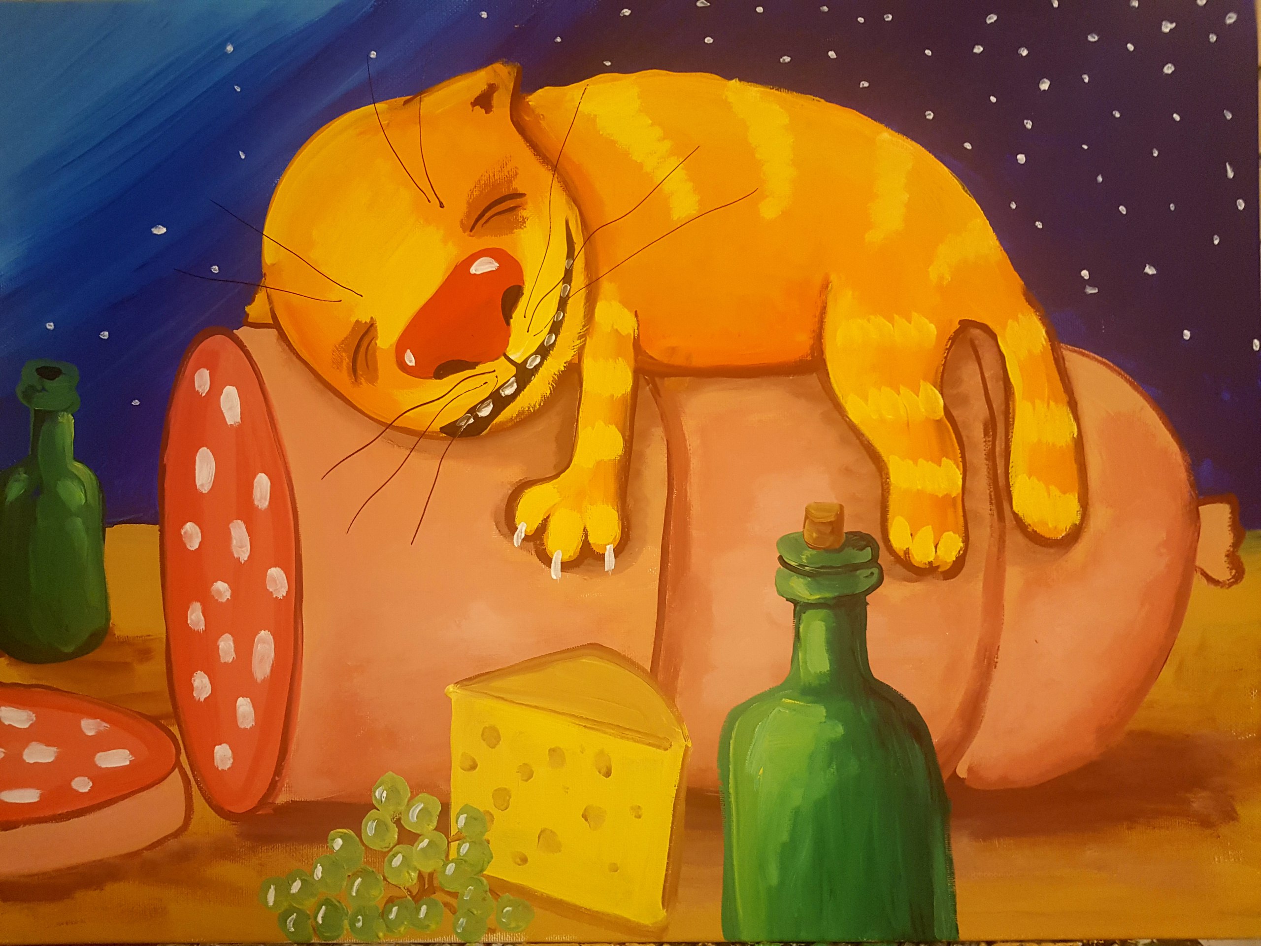 Кот с колбасой
