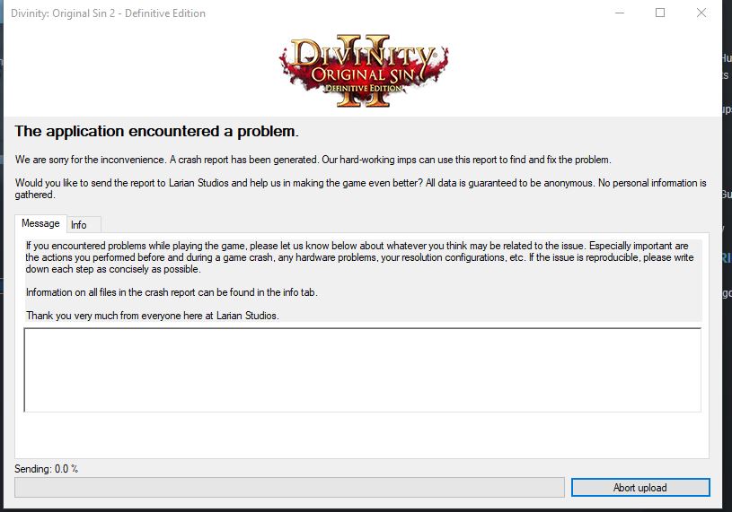The application encountered