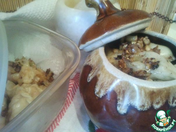 Вареники с овощами и грибами на пару