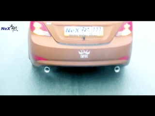 NeX® Hyundai Solaris Sedan Restyle. ЭКСКЛЮЗИВ! ТИЗЕР. Глушитель раздвоенный & насадки Ø 76 мм. Just EMPIRE