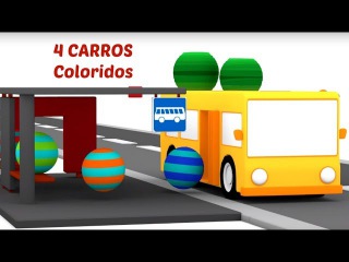 🚌Vamos construír o ônibus! 4 carros coloridos. Desenhos animados para crianças. Br #desenhoscarros