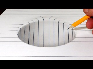 How to Draw a Round Hole in Line Paper Trick Art