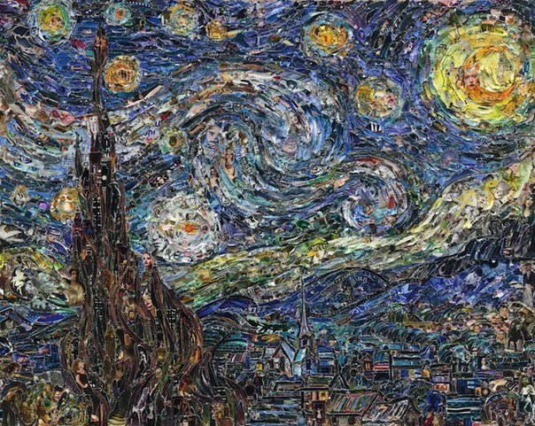 Американец Вик Мунис (Vik Muniz) – настоящий мэтр современного искусства, творчество которого пользуется широкой популярностью во всем мире. Среди его последних работ неподдельный интерес вызывает серия коллажей, вдохновленная полотнами Мане, Дега, Ван Гога и других художников-импрессионистов. Мастер создает оригинальные «репродукции», используя в качестве материала вырезки из журналов, печатную рекламу и комиксы.