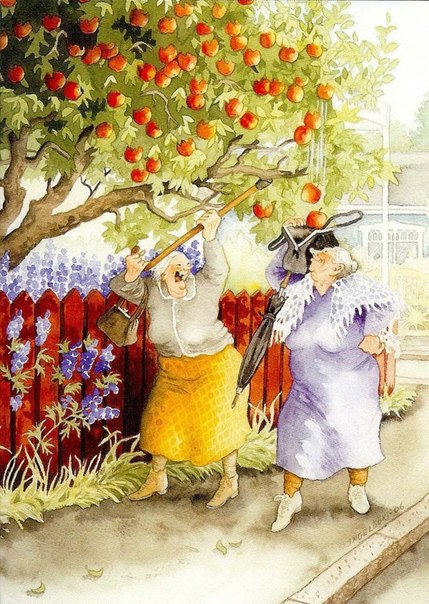 Когда финская художница Инге Лёёк (Inge Lk) была маленькой девочкой, по соседству с квартирой ее родителей жили две пожилые дамы — Алли и Фифи. Старушки отличались веселым нравом и настолько запомнились Инге, что впоследствии вдохновили ее на целую серию открыток, рассказывающих о жизни бесшабашных, неунывающих подруг.