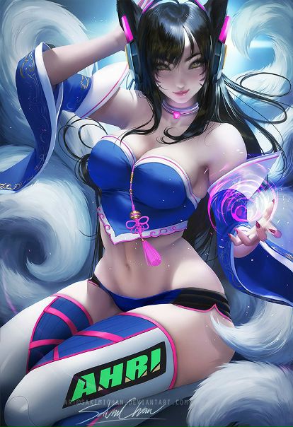 Ahri D.vafied by #Sakimichan