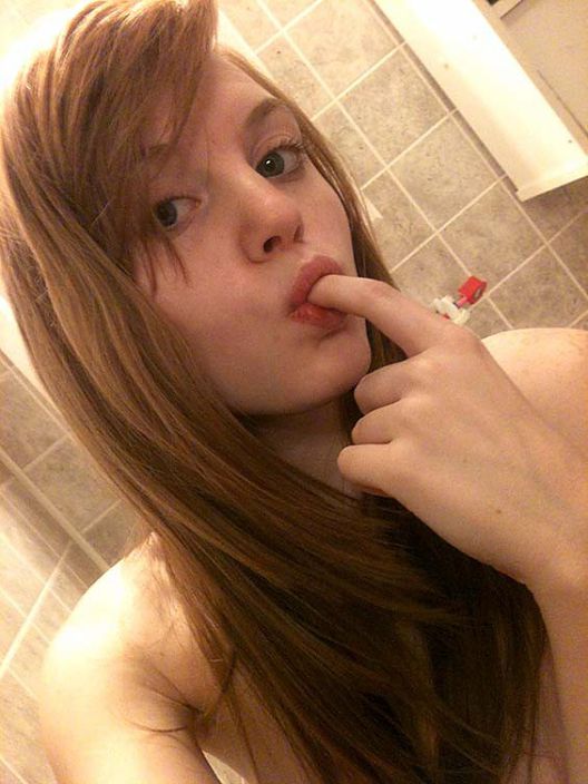 Skinny young brunette gangbang