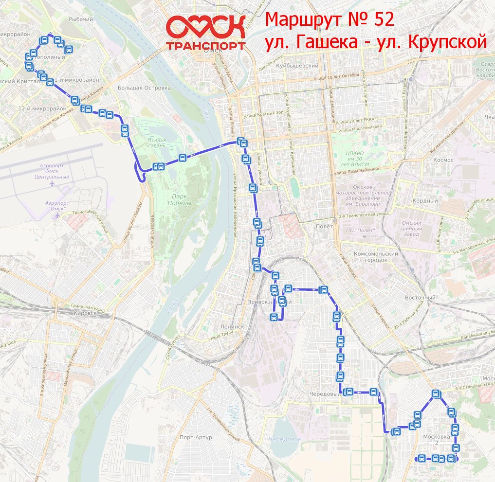 Карта с маршрутами автобусов омск