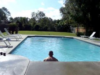 Colt Colletti jumps out of pool backwards