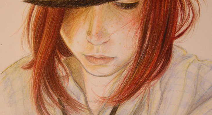 Девушка рыжая рисунок со спины