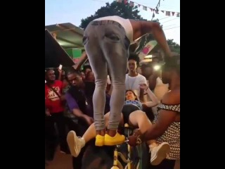 White tourist girl was forced to have sex on a Bicycle in Nigeria Africa