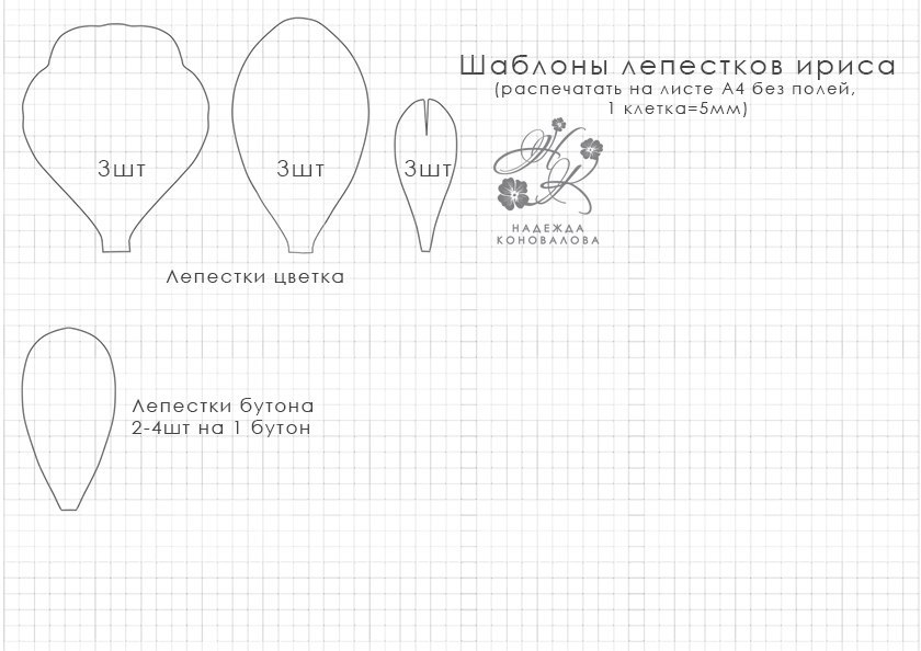 Ирисы из фоамирана своими руками схемы шаблоны