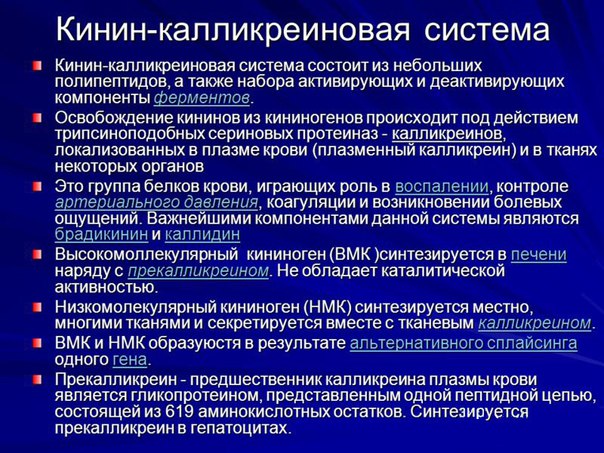 Каликреинкитиновая система связана с механизмом гемостаза, т. к. устраняет спазмы сосудов.
