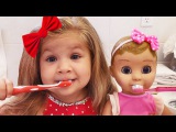 Morning Routine Diana and Baby Doll, Eating and Playing / Songs for kids