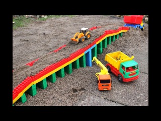 Cars toy videos for Children | Building bridge with car, truck, excavator Max | Songs for Kids