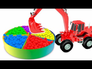 Learn Colors for Kids | Excavator and Rainbow Balls Colurs for Children Educational Video