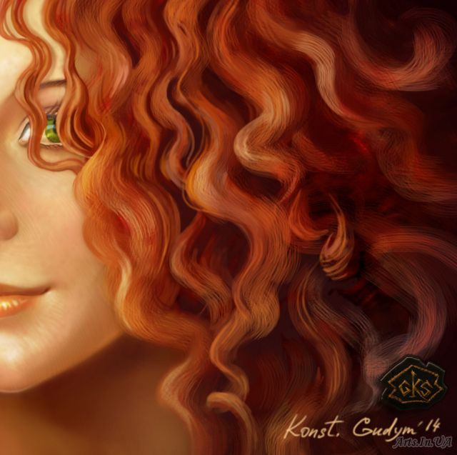 Кудрявая рыжая девушка рисунок