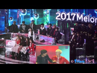 171202 IU(아이유) Wanna One , Red Velvet , JBJ reaction to BTS(방탄소년단) - DNA @MMA
