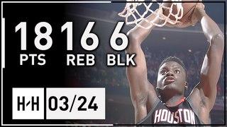 Clint Capela Full Highlights Pelicans vs Rockets (2018.03.24) - 18 Pts, 16 Reb, 6 Blk!
